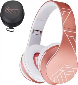img 4 attached to PowerLocus Wireless Over-Ear Bluetooth Headphones, Foldable Stereo Headsets With Built-In Mic, Micro SD/TF, FM For IPhone/Samsung/IPad/PC (Rose Gold)