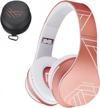 powerlocus wireless over-ear bluetooth headphones, foldable stereo headsets with built-in mic, micro sd/tf, fm for iphone/samsung/ipad/pc (rose gold) logo