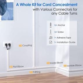 img 2 attached to Yecaye Cord Cover - Wall-Mounted Cable Raceway Kit For Up To 3 Cords - Home And Office Wire Hider Cord Management - Medium Size, White