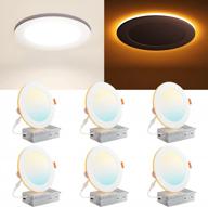 etl-certified 6 pack 5cct led recessed ceiling light with night light - 12w=110w, 1100lm, dimmable canless wafer downlight (2700k/3000k/3500k/4000k/5000k selectable) logo