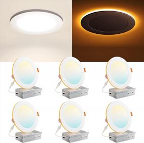 img 4 attached to ETL-Certified 6 Pack 5CCT LED Recessed Ceiling Light With Night Light - 12W=110W, 1100LM, Dimmable Canless Wafer Downlight (2700K/3000K/3500K/4000K/5000K Selectable)