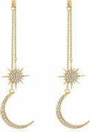 shiny crystal star moon drop earrings - women's white gold color fashion jewelry with earring jackets by feximzl logo
