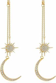 img 4 attached to Shiny Crystal Star Moon Drop Earrings - Women'S White Gold Color Fashion Jewelry With Earring Jackets By Feximzl