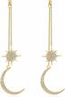 shiny crystal star moon drop earrings - women's white gold color fashion jewelry with earring jackets by feximzl logo