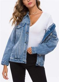 img 2 attached to Jacket Women Oversized Trucker Washed Women's Clothing at Coats, Jackets & Vests