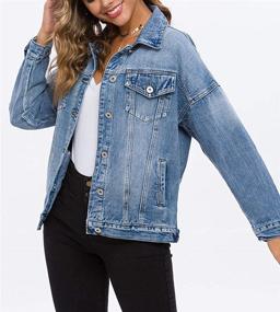 img 1 attached to Jacket Women Oversized Trucker Washed Women's Clothing at Coats, Jackets & Vests