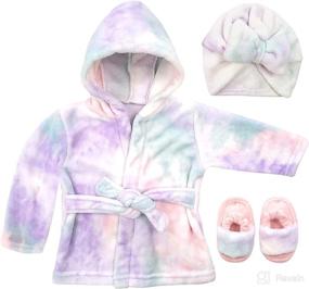 img 4 attached to 👶 Soft Plush Baby Robe Spa Set – Bath Towel Robe + Slippers for Boys & Turban for Girls