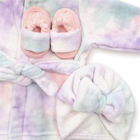 img 1 attached to 👶 Soft Plush Baby Robe Spa Set – Bath Towel Robe + Slippers for Boys & Turban for Girls