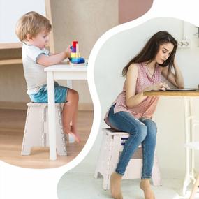 img 3 attached to Upgrade Your Step With Acko Folding Step Stool - 13" Height Plastic Stool For Kids And Adults - White Kitchen Step Stool - Foldable And Convenient