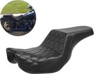 slmoto diamond driver & rear passenger seat: perfect fit for harley dyna super glide street bob wide glide fat bob low rider switchback 2006-2017 - black stitching логотип