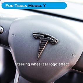 img 2 attached to YHCDSEA Model Y Steering Wheel/Front Trunk/Rear Trunk Logo Sticker Cover Emblem Badge Decals 3PCS/Set For Tesla Model Y Accessories (Glossy Carbon Fiber Pattern)