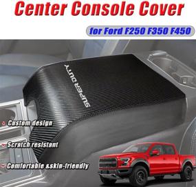 img 2 attached to BOYUER For Ford F250 F350 F450 2017 2018 2019 2020 2021 2022 Center Console Cover Armrest Leather Pad Cover Automatic Car Interior Decoration Accessories（Carbon Fiber）