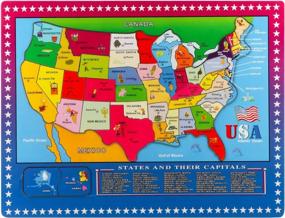 img 4 attached to Деревянная головоломка с картой США из 46 предметов для детей - образовательные географические пазлы Карта США, подарок на день рождения для мальчиков и девочек от Joqutoys