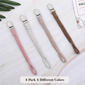 img 1 attached to 🍼 Handmade Braided Pacifier Clip Holder 4 Pack for Boys and Girls - Universal, Easy to Use (White)