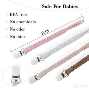 img 2 attached to 🍼 Handmade Braided Pacifier Clip Holder 4 Pack for Boys and Girls - Universal, Easy to Use (White)