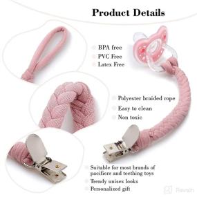 img 3 attached to 🍼 Handmade Braided Pacifier Clip Holder 4 Pack for Boys and Girls - Universal, Easy to Use (White)