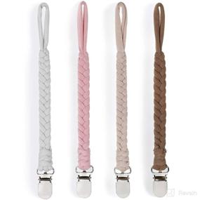 img 4 attached to 🍼 Handmade Braided Pacifier Clip Holder 4 Pack for Boys and Girls - Universal, Easy to Use (White)