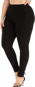 img 4 attached to Women'S Plus Size Work Casual High Waisted Skinny Pull-On Pants With Pockets