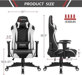 img 2 attached to Devoko Racing Style Gaming Chair With Adjustable Armrests, Ergonomic High Back Computer Chair For Office, Executive Swivel Task Chair With Headrest And Lumbar Support (White)