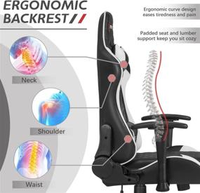 img 1 attached to Devoko Racing Style Gaming Chair With Adjustable Armrests, Ergonomic High Back Computer Chair For Office, Executive Swivel Task Chair With Headrest And Lumbar Support (White)