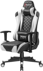 img 4 attached to Devoko Racing Style Gaming Chair With Adjustable Armrests, Ergonomic High Back Computer Chair For Office, Executive Swivel Task Chair With Headrest And Lumbar Support (White)