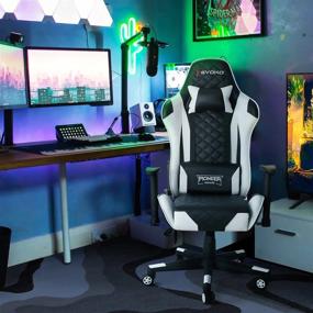 img 3 attached to Devoko Racing Style Gaming Chair With Adjustable Armrests, Ergonomic High Back Computer Chair For Office, Executive Swivel Task Chair With Headrest And Lumbar Support (White)