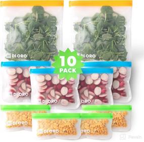 img 4 attached to 👜 DIORO Reusable Snack Bags: 100% Food Safe, BPA Free, Leakproof and Washable - 2 Gallon, 4 Sandwich, and 4 Small Bags – Freezer Safe with Easy Ziplock Reusable Sealing System (10 Pc Set)