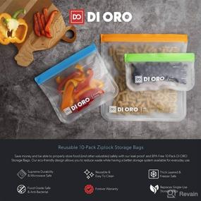 img 2 attached to 👜 DIORO Reusable Snack Bags: 100% Food Safe, BPA Free, Leakproof and Washable - 2 Gallon, 4 Sandwich, and 4 Small Bags – Freezer Safe with Easy Ziplock Reusable Sealing System (10 Pc Set)