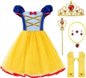 img 4 attached to Girl'S Elastic Waist Backless Princess Dress Costume By ReliBeauty