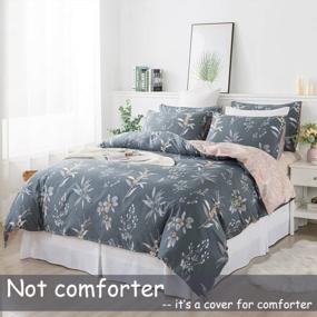img 3 attached to Vintage Floral Cotton Duvet Cover Set - Queen Size 3 Piece Reversible Grey With Orange Paisley Print, Soft And Breathable, With Corner Ties And Zipper Closure - Perfect For Unisex Bedding
