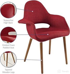 img 1 attached to 🔴 Red Mid-Century Modern Upholstered Fabric Dining Chair with Wood Legs by Modway Aegis