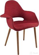 🔴 red mid-century modern upholstered fabric dining chair with wood legs by modway aegis logo