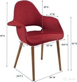 img 2 attached to 🔴 Red Mid-Century Modern Upholstered Fabric Dining Chair with Wood Legs by Modway Aegis