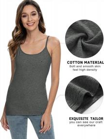 img 1 attached to Women'S Cotton Camisole Tank Top W/ Adjustable Straps & Shelf Bra - Vislivin Stretch Undershirt