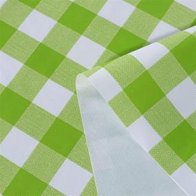 img 2 attached to Sancua 60 Inch Checkered Vinyl Round Tablecloth - Apple Green And White, 100% Waterproof And Oil Proof, Spill Proof PVC Table Cover For Dining Table, Buffet Parties, And Camping - Easy To Wipe Clean