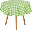 sancua 60 inch checkered vinyl round tablecloth - apple green and white, 100% waterproof and oil proof, spill proof pvc table cover for dining table, buffet parties, and camping - easy to wipe clean logo