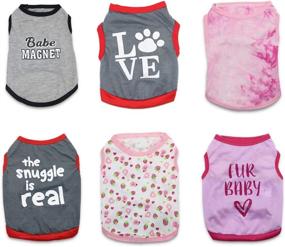 img 4 attached to 🐾 Stylish 6-Piece Cat Shirts Set: Small Puppy Girl & Boy Dog Shirts - Breathable Summer T-Shirts for Pet Dogs - Cute Female Cat Vest Apparel