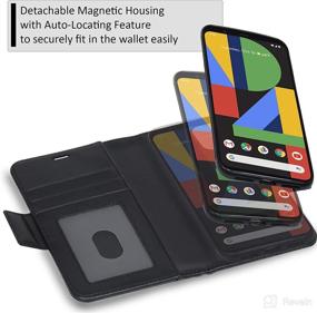 img 1 attached to 🚗 Navor Universal Car Mount & Detachable Magnetic Wallet Case for Google Pixel 4 - Black [RFID Protection] [Logo Hole] [Vajio Series]