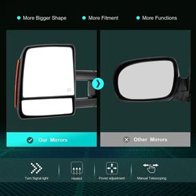 img 3 attached to SCITOO Toyota Towing Mirrors: Black Rear View Mirrors for 2007-2016 Toyota Tundra Truck - Larger Glass, Power Control, Heated, Turn Signal, Extending and Folding