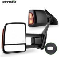 scitoo toyota towing mirrors: black rear view mirrors for 2007-2016 toyota tundra truck - larger glass, power control, heated, turn signal, extending and folding logo