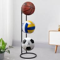 ygyqz balls garage storage rack, standing ball holders organizers for rugby, volleyball, soccer, football (black-rack) logo
