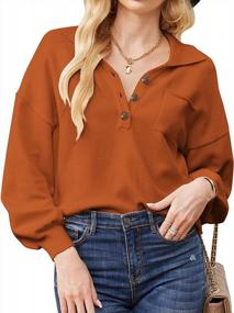 img 4 attached to Women'S Casual Lantern Long Sleeve Button Pullover Cropped Sweater Top - Chigant
