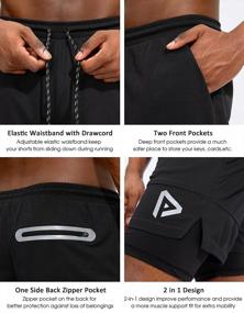 img 1 attached to Быстросохнущие мужские шорты для бега с телефоном и карманами на молнии - спортивные шорты от Pinkbomb