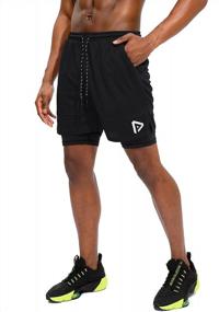 img 3 attached to Быстросохнущие мужские шорты для бега с телефоном и карманами на молнии - спортивные шорты от Pinkbomb
