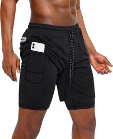 img 4 attached to Быстросохнущие мужские шорты для бега с телефоном и карманами на молнии - спортивные шорты от Pinkbomb