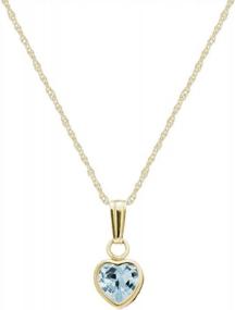 img 1 attached to 14K Yellow Gold Heart Pendant Necklace W/Simulated Birthstone For Little Girls