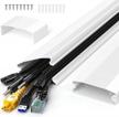 tv cord hider with coupling, 31.5" yecaye self-latching cable concealer to hide cables seamlessly, tv cable cover on wall, paintable tv wire covers for cords, 2pack, l15.7in w2.36in h0.79in, white logo