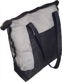 img 1 attached to Black Mesh Beach Tote Bag - Ideal For Beach Trips - 18" X 18" X 5.5
