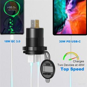 img 2 attached to 🔌 12V USB Cigarette Lighter Outlet - Qidoe 48W PD & QC3.0 USB C Car Charger, DC 200W Cigarette Lighter Socket with Waterproof Toggle Switch DIY Panel for Car RV Marine Boat Camper Truck (12V/24V)