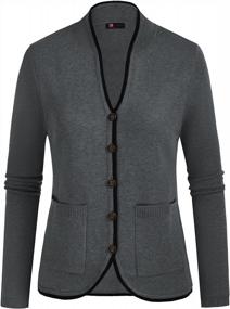 img 4 attached to Women'S Long Sleeve Button Down Cardigan Knit Sweater Coat Draped Outwear With Pockets By KANCY KOLE